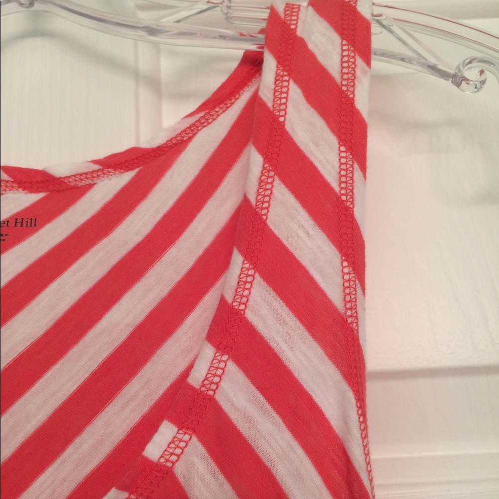 NWOT Garnet Hill bias stripe tank coral &white 6 8 - Picture 4 of 4